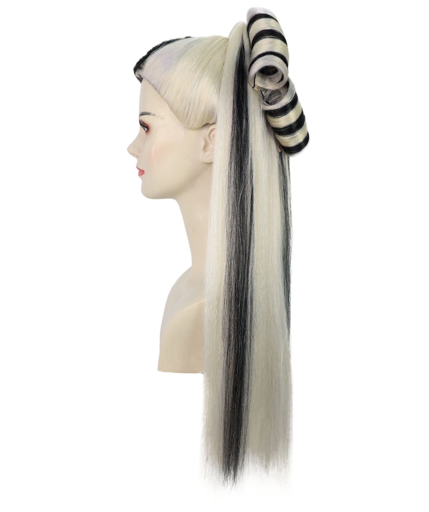 Wigs2you H-7179レディース ブラック＆ブロンド ロング ハイポニーテールウィッグ プラチナカラー | 合成繊維 フルウィッグ | コスプレ・ハロウィン・イベント・パーティー・普段使い用