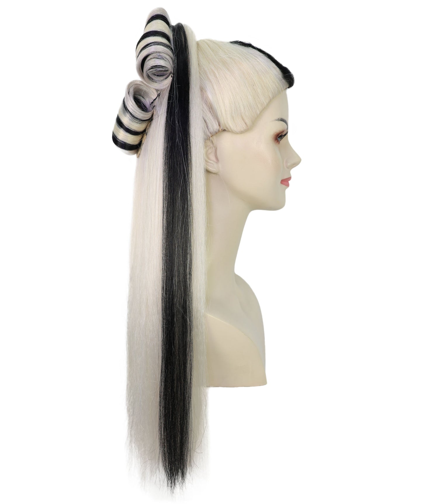 Wigs2you H-7179レディース ブラック＆ブロンド ロング ハイポニーテールウィッグ プラチナカラー | 合成繊維 フルウィッグ | コスプレ・ハロウィン・イベント・パーティー・普段使い用