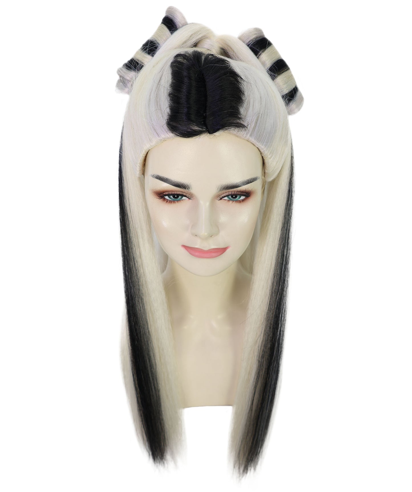 Wigs2you H-7179レディース ブラック＆ブロンド ロング ハイポニーテールウィッグ プラチナカラー | 合成繊維 フルウィッグ | コスプレ・ハロウィン・イベント・パーティー・普段使い用