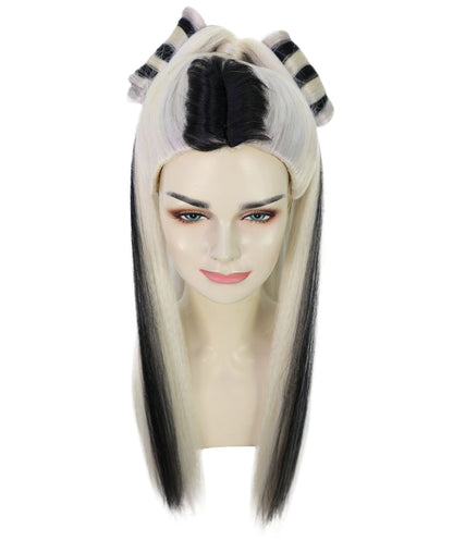Wigs2you H-7179レディース ブラック＆ブロンド ロング ハイポニーテールウィッグ プラチナカラー | 合成繊維 フルウィッグ | コスプレ・ハロウィン・イベント・パーティー・普段使い用