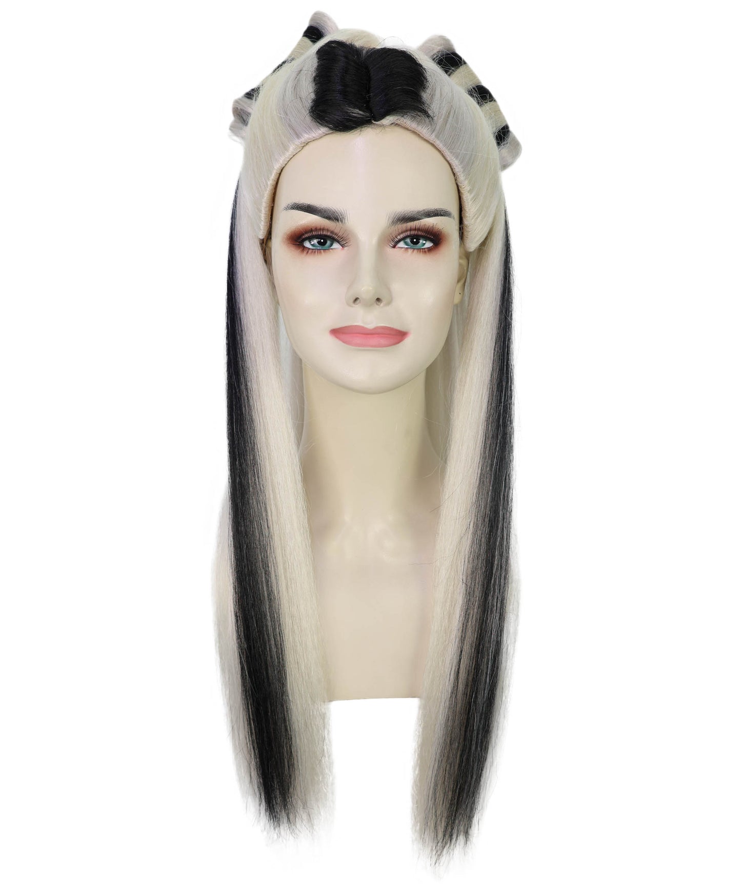 Wigs2you H-7179レディース ブラック＆ブロンド ロング ハイポニーテールウィッグ プラチナカラー | 合成繊維 フルウィッグ | コスプレ・ハロウィン・イベント・パーティー・普段使い用