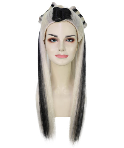 Wigs2you H-7179レディース ブラック＆ブロンド ロング ハイポニーテールウィッグ プラチナカラー | 合成繊維 フルウィッグ | コスプレ・ハロウィン・イベント・パーティー・普段使い用