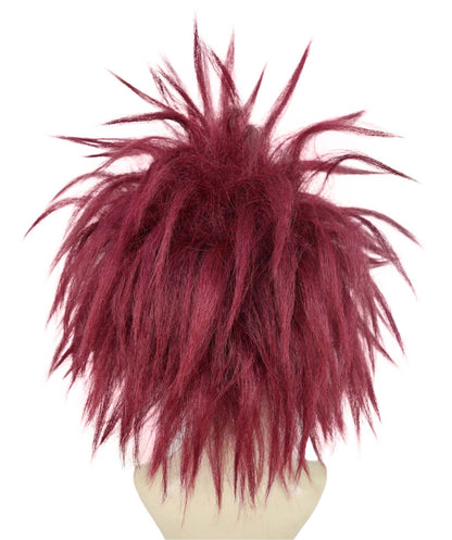 Wigs2you H-7181レディース バーガンディ スパイク モヒカン ウィッグ | ワイルドなパンク風グラム ウィッグ、ふわふわボリューム | 大胆なフェスティバル＆パーティーヘア