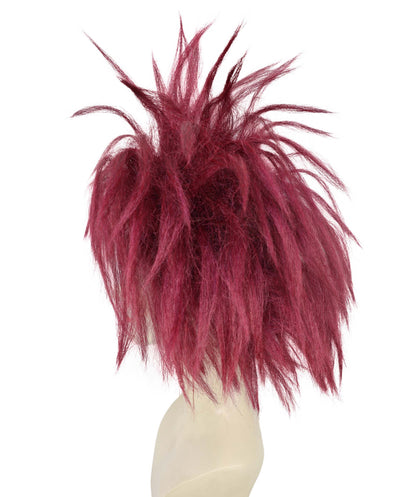Wigs2you H-7181レディース バーガンディ スパイク モヒカン ウィッグ | ワイルドなパンク風グラム ウィッグ、ふわふわボリューム | 大胆なフェスティバル＆パーティーヘア
