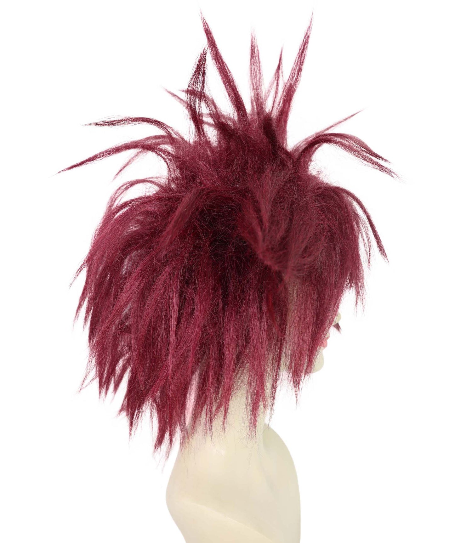 Wigs2you H-7181レディース バーガンディ スパイク モヒカン ウィッグ | ワイルドなパンク風グラム ウィッグ、ふわふわボリューム | 大胆なフェスティバル＆パーティーヘア