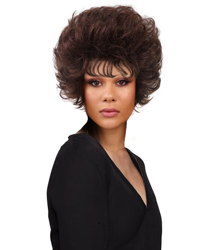Wigs2you H-7183女性用グラムショートカーリーウィッグ｜ナチュラルダークブラウンミックスカラー｜ボリュームのあるレトロスタイル｜ステージ、ハロウィンパーティー、コスプレに最適