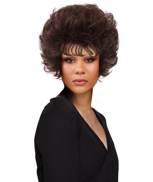 Wigs2you H-7183女性用グラムショートカーリーウィッグ｜ナチュラルダークブラウンミックスカラー｜ボリュームのあるレトロスタイル｜ステージ、ハロウィンパーティー、コスプレに最適