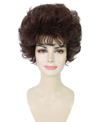 Wigs2you H-7183女性用グラムショートカーリーウィッグ｜ナチュラルダークブラウンミックスカラー｜ボリュームのあるレトロスタイル｜ステージ、ハロウィンパーティー、コスプレに最適