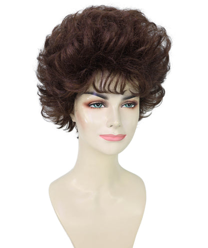 Wigs2you H-7183女性用グラムショートカーリーウィッグ｜ナチュラルダークブラウンミックスカラー｜ボリュームのあるレトロスタイル｜ステージ、ハロウィンパーティー、コスプレに最適