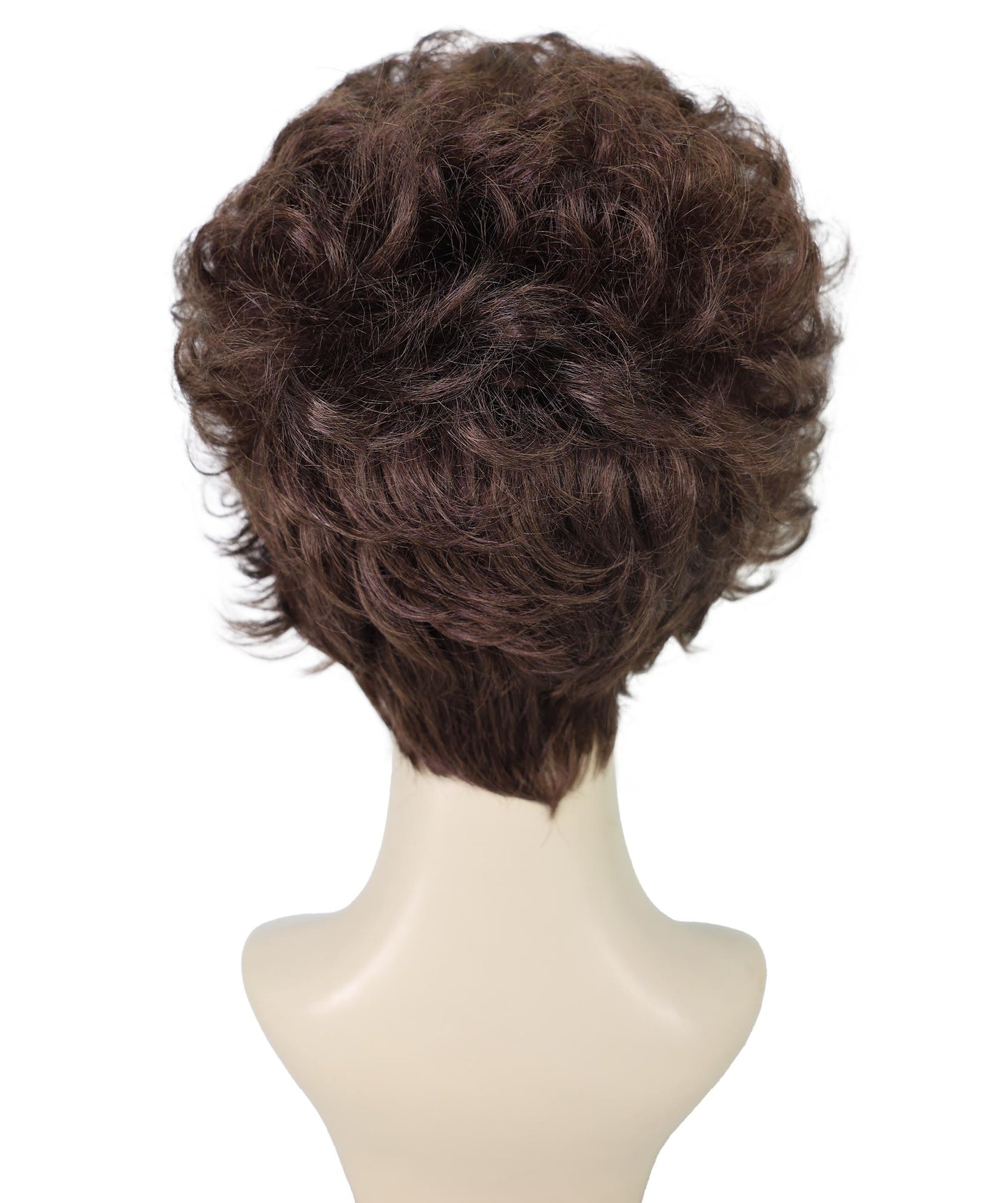 Wigs2you H-7183女性用グラムショートカーリーウィッグ｜ナチュラルダークブラウンミックスカラー｜ボリュームのあるレトロスタイル｜ステージ、ハロウィンパーティー、コスプレに最適