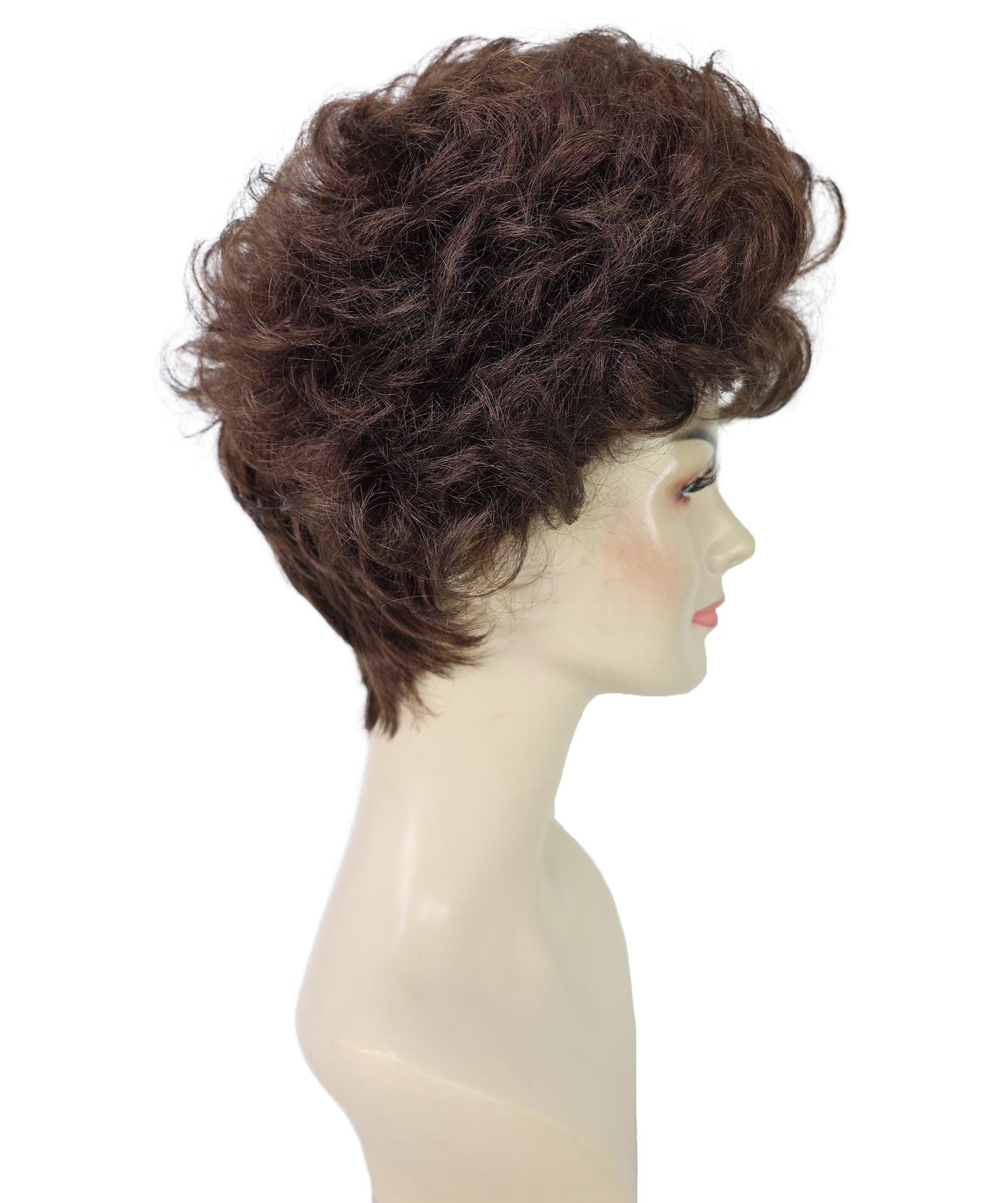 Wigs2you H-7183女性用グラムショートカーリーウィッグ｜ナチュラルダークブラウンミックスカラー｜ボリュームのあるレトロスタイル｜ステージ、ハロウィンパーティー、コスプレに最適