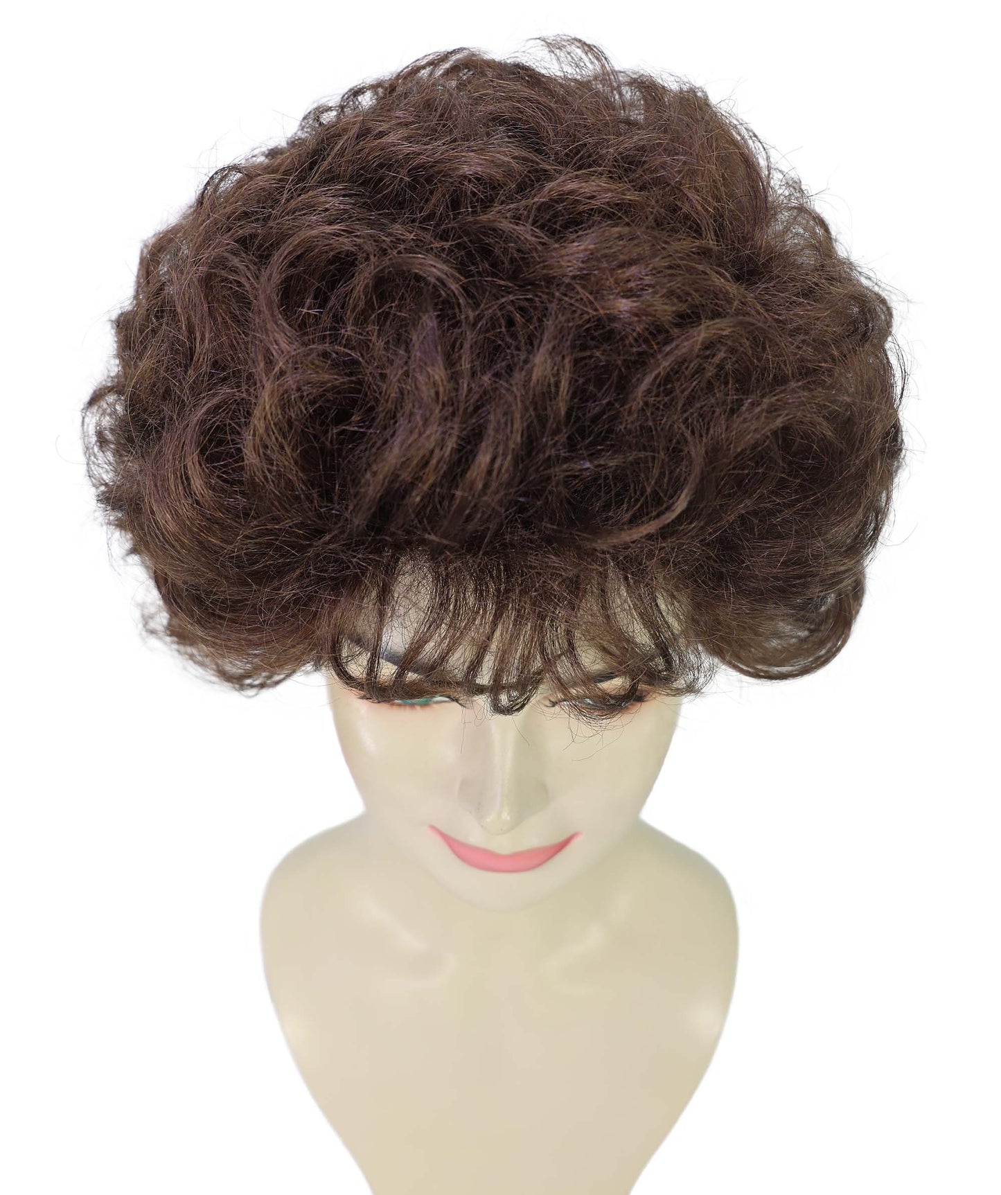 Wigs2you H-7183女性用グラムショートカーリーウィッグ｜ナチュラルダークブラウンミックスカラー｜ボリュームのあるレトロスタイル｜ステージ、ハロウィンパーティー、コスプレに最適