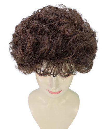 Wigs2you H-7183女性用グラムショートカーリーウィッグ｜ナチュラルダークブラウンミックスカラー｜ボリュームのあるレトロスタイル｜ステージ、ハロウィンパーティー、コスプレに最適