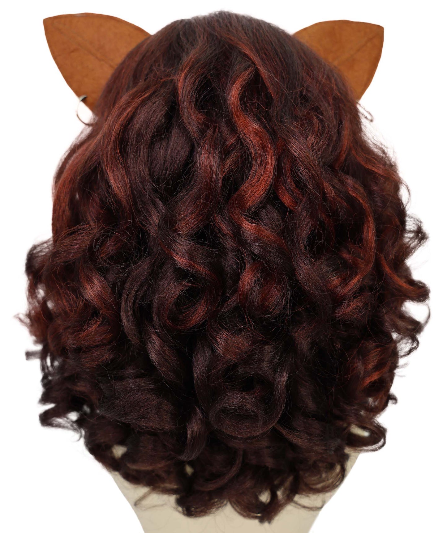 Wigs2you H-7184 女性用猫モチーフのカーリーヘアウィッグ（耳付き、バーガンディ色）｜ハロウィン＆コスプレ用ウィッグ｜難燃性合成繊維