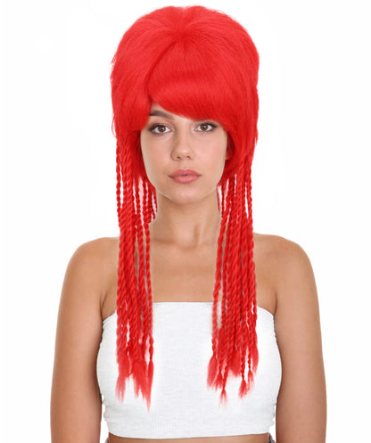 Wigs2you H-7186 女性用クラブウィッグ（レイブレッドの三つ編み付き）｜大人のための大胆なパーティーヘアピース｜レイブイベント、コスプレ、テーマパーティー用ウィッグ