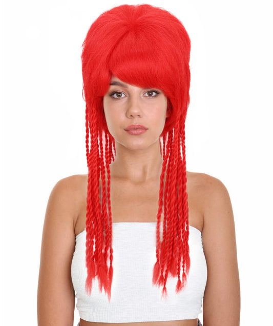 Wigs2you H-7186 女性用クラブウィッグ（レイブレッドの三つ編み付き）｜大人のための大胆なパーティーヘアピース｜レイブイベント、コスプレ、テーマパーティー用ウィッグ