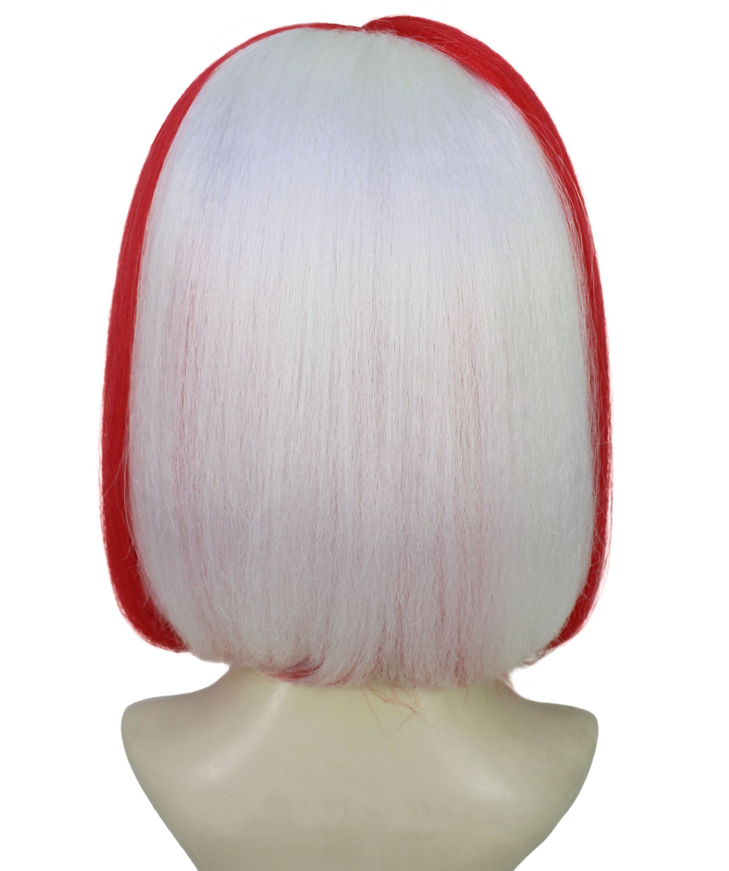 Wigs2you H-7187 女性用スポーツ風赤白ボブウィッグ｜サッカー、ラグビー、スポーツアクセサリー（前髪付き）｜ハロウィンに最適｜通気性の良いキャップレスキャップ