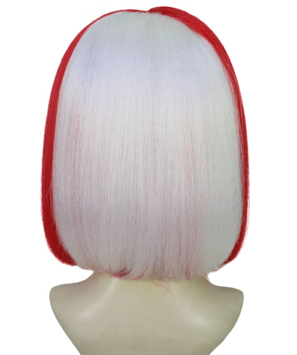 Wigs2you H-7187 女性用スポーツ風赤白ボブウィッグ｜サッカー、ラグビー、スポーツアクセサリー（前髪付き）｜ハロウィンに最適｜通気性の良いキャップレスキャップ
