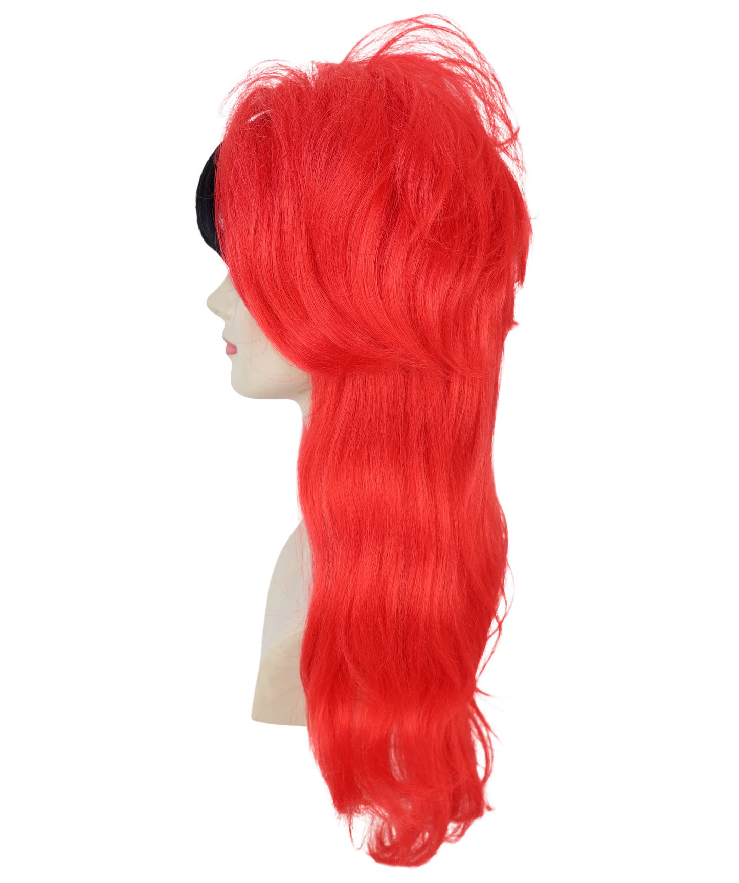 Wigs2you H-7189 女性用パンク風レッド＆ブラックウェーブロングウィッグ｜ハロウィンパーティーにぴったりのエッジの効いたロッカースタイル｜通気性の良いキャップ