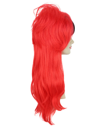 Wigs2you H-7189 女性用パンク風レッド＆ブラックウェーブロングウィッグ｜ハロウィンパーティーにぴったりのエッジの効いたロッカースタイル｜通気性の良いキャップ