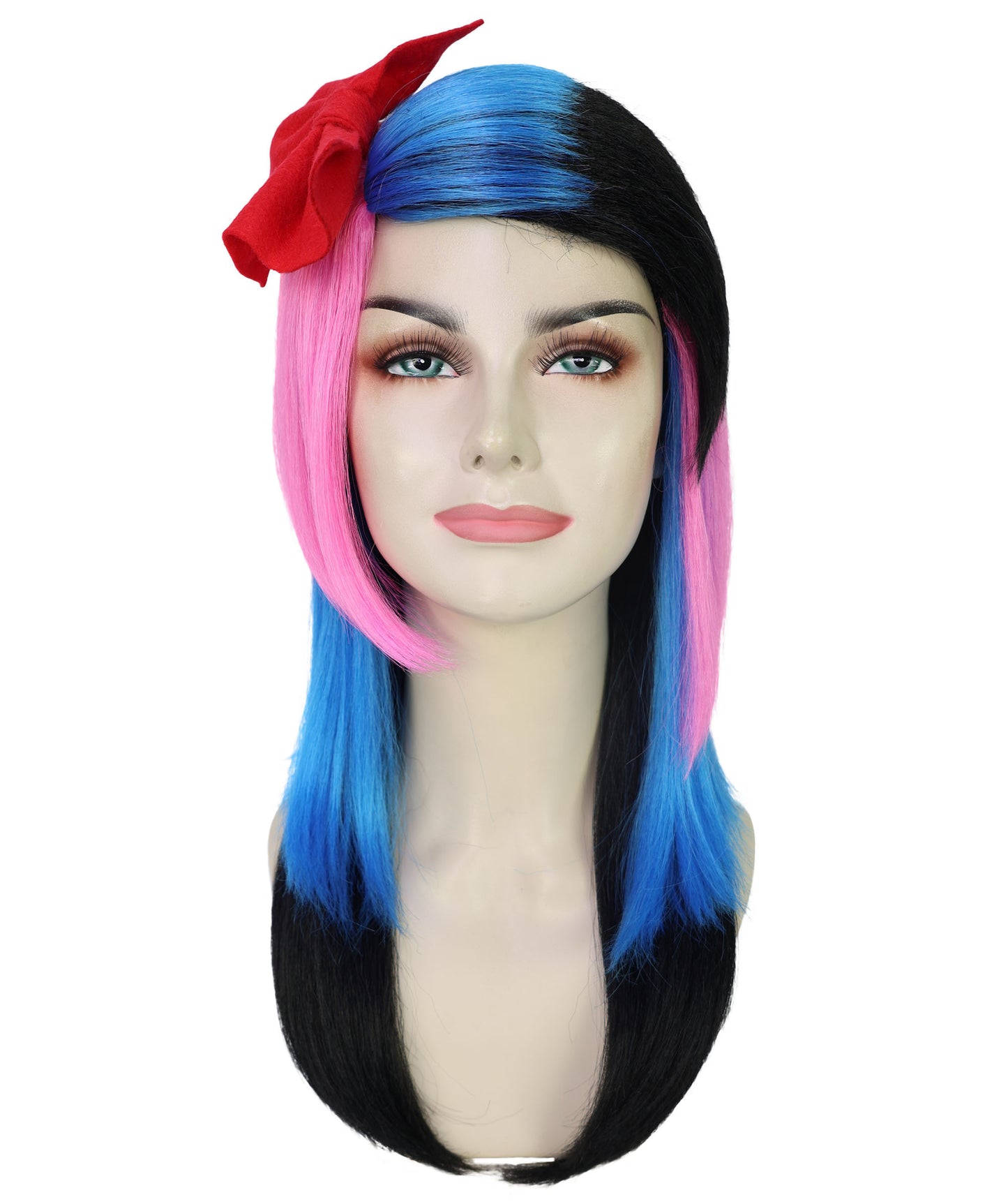 Wigs2you H-7190 女性用エレガントなロングマルチカラーウィッグ（ハイライトとカーテンバング付き）｜ナチュラルストレートスタイル｜ハロウィンに最適｜通気性の良いキャップレスキャップ