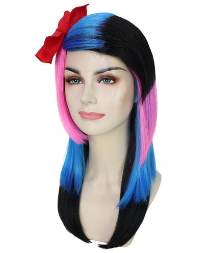 Wigs2you H-7190 女性用エレガントなロングマルチカラーウィッグ（ハイライトとカーテンバング付き）｜ナチュラルストレートスタイル｜ハロウィンに最適｜通気性の良いキャップレスキャップ