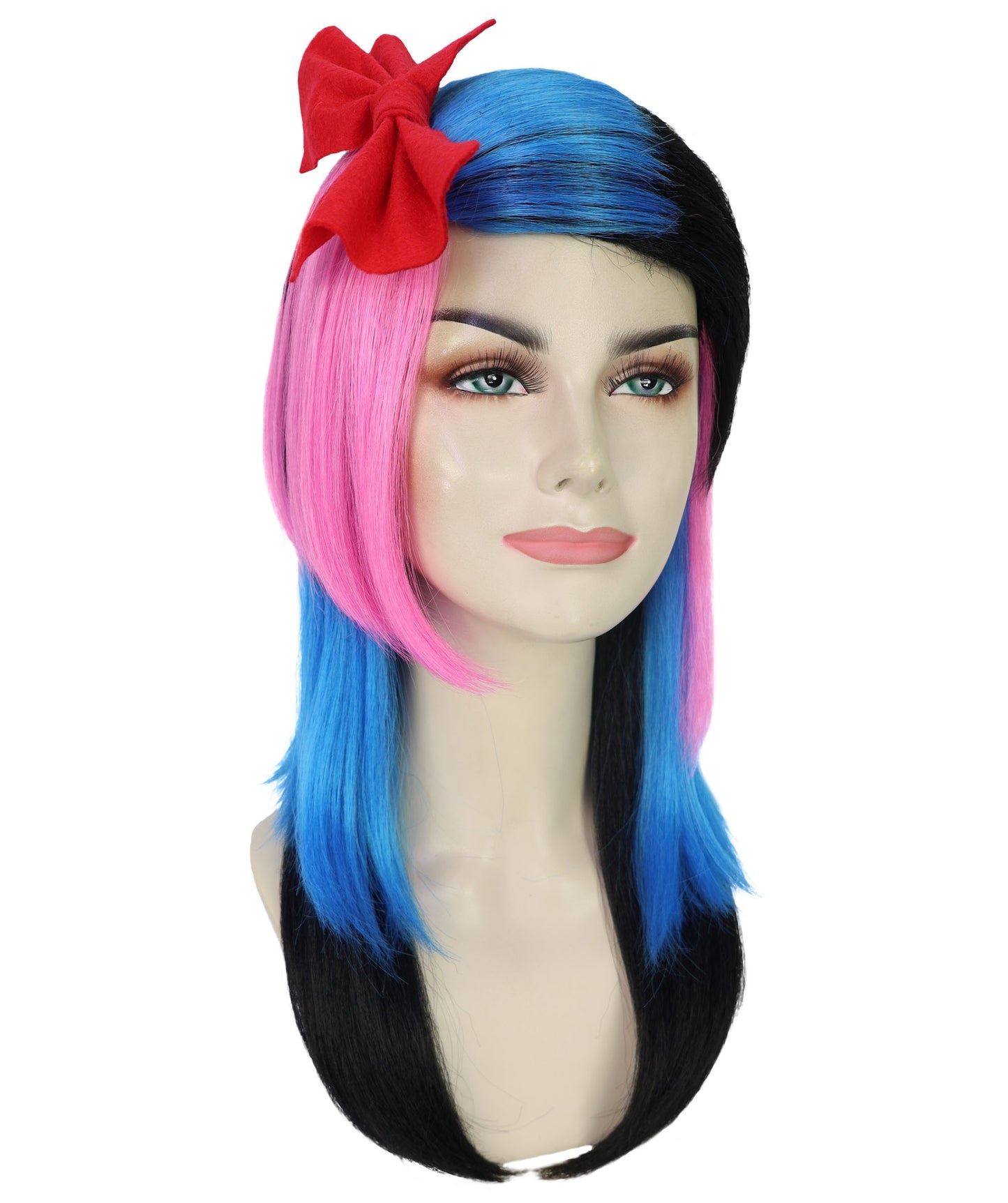Wigs2you H-7190 女性用エレガントなロングマルチカラーウィッグ（ハイライトとカーテンバング付き）｜ナチュラルストレートスタイル｜ハロウィンに最適｜通気性の良いキャップレスキャップ