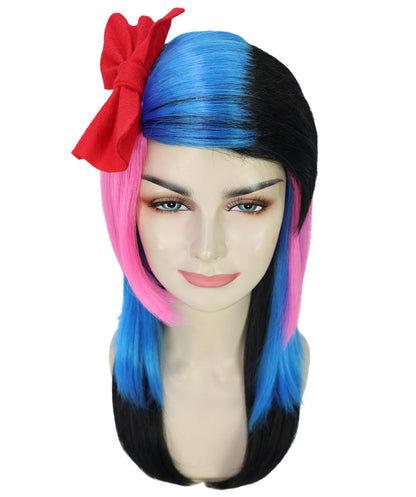 Wigs2you H-7190 女性用エレガントなロングマルチカラーウィッグ（ハイライトとカーテンバング付き）｜ナチュラルストレートスタイル｜ハロウィンに最適｜通気性の良いキャップレスキャップ