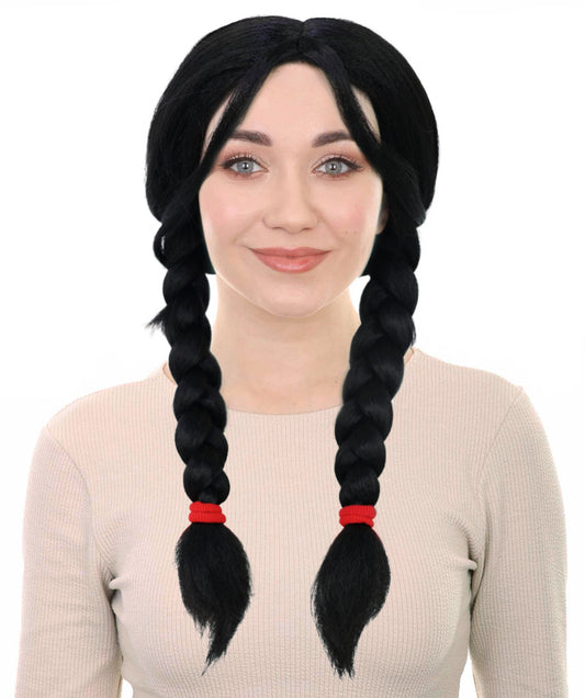 Wigs2you H-7193ファンタジー風ロング編み込み黒ウィッグ｜エレガントな大人用コスプレヘアピース｜ハロウィンロールプレイ＆テーマイベント