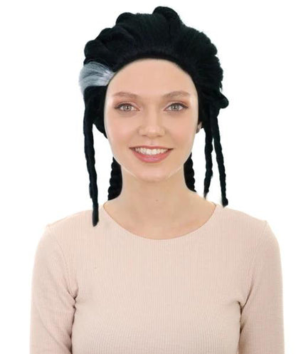 Wigs2you H-7195 自然な生え際が特徴の女性用黒編み込みウィッグ｜ファンタジーアドベンチャーのヒロイン風｜ハロウィンに最適｜通気性の良いキャップ