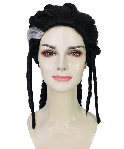 Wigs2you H-7195 自然な生え際が特徴の女性用黒編み込みウィッグ｜ファンタジーアドベンチャーのヒロイン風｜ハロウィンに最適｜通気性の良いキャップ