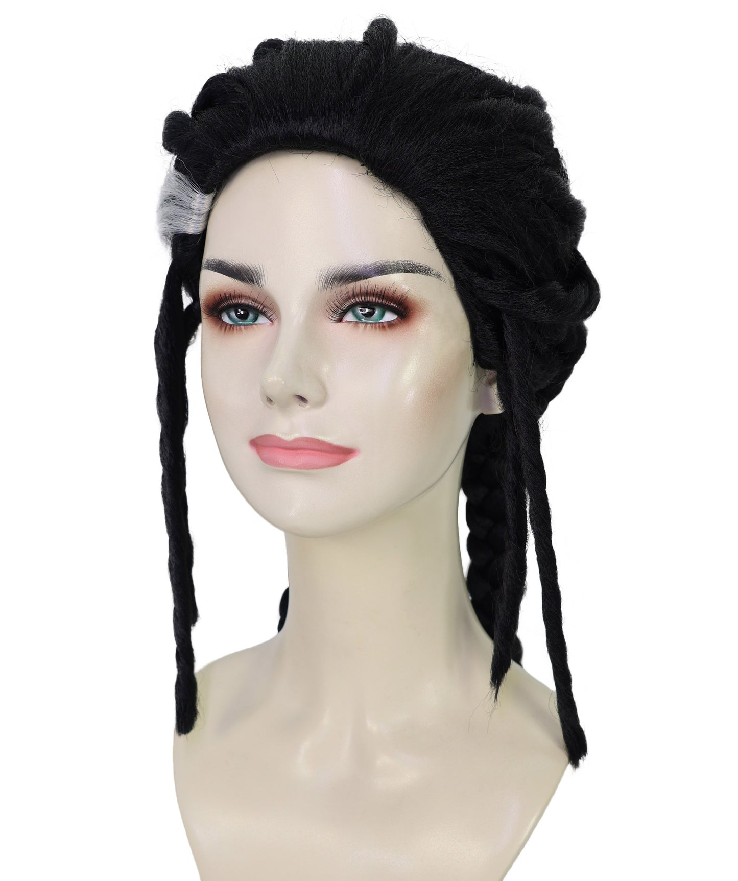 Wigs2you H-7195 自然な生え際が特徴の女性用黒編み込みウィッグ｜ファンタジーアドベンチャーのヒロイン風｜ハロウィンに最適｜通気性の良いキャップ