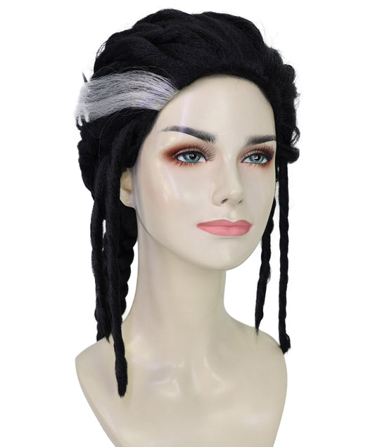Wigs2you H-7195 自然な生え際が特徴の女性用黒編み込みウィッグ｜ファンタジーアドベンチャーのヒロイン風｜ハロウィンに最適｜通気性の良いキャップ