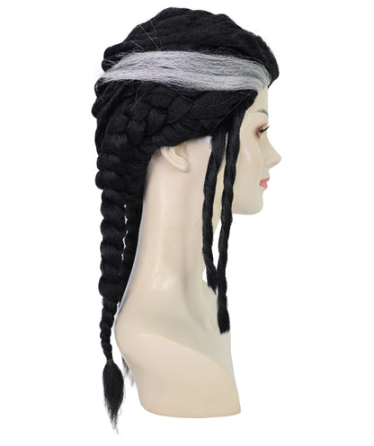 Wigs2you H-7195 自然な生え際が特徴の女性用黒編み込みウィッグ｜ファンタジーアドベンチャーのヒロイン風｜ハロウィンに最適｜通気性の良いキャップ