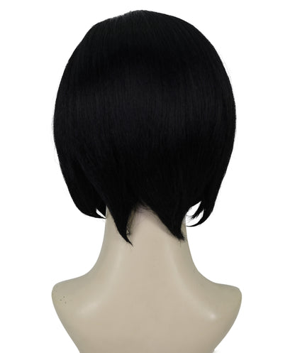 Wigs2you H-7197きらめく黒のショートウィッグ（ゴールドのハイライト入り）｜グラマラスなスーパーヴィラン風ヘアピース｜コスプレ、ハロウィン、舞台、テーマイベントに最適