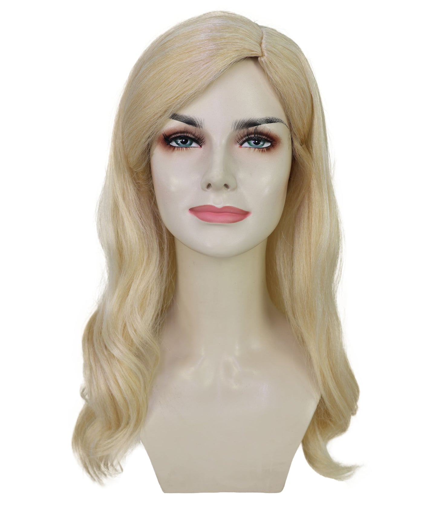 Wigs2you H-7200 女性用 ブロンドロングウィッグ サイドパート パール風ヘアクリップ付き 21インチ 約53cm ナチュラル風 コスプレ パーティー 通気性キャップレスキャップ