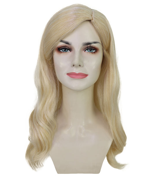 Wigs2you H-7200 女性用 ブロンドロングウィッグ サイドパート パール風ヘアクリップ付き 21インチ 約53cm ナチュラル風 コスプレ パーティー 通気性キャップレスキャップ