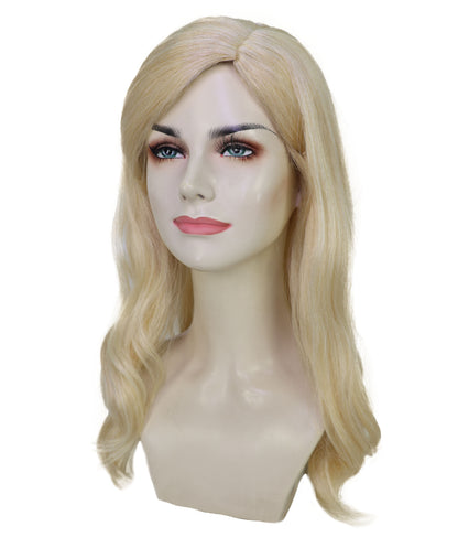 Wigs2you H-7200 女性用 ブロンドロングウィッグ サイドパート パール風ヘアクリップ付き 21インチ 約53cm ナチュラル風 コスプレ パーティー 通気性キャップレスキャップ