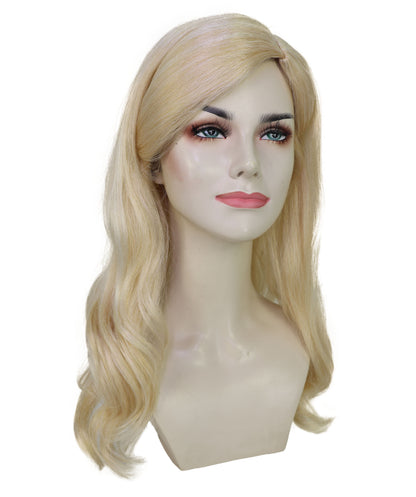 Wigs2you H-7200 女性用 ブロンドロングウィッグ サイドパート パール風ヘアクリップ付き 21インチ 約53cm ナチュラル風 コスプレ パーティー 通気性キャップレスキャップ