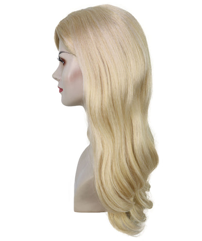 Wigs2you H-7200 女性用 ブロンドロングウィッグ サイドパート パール風ヘアクリップ付き 21インチ 約53cm ナチュラル風 コスプレ パーティー 通気性キャップレスキャップ
