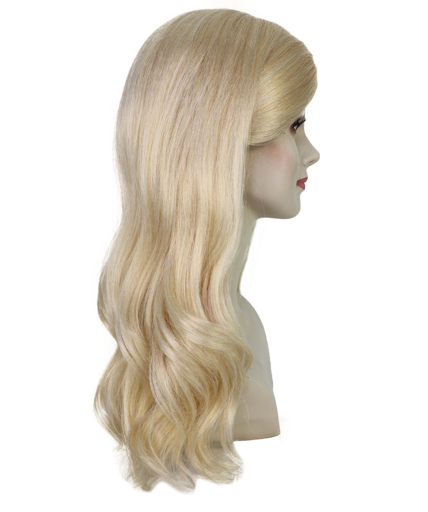 Wigs2you H-7200 女性用 ブロンドロングウィッグ サイドパート パール風ヘアクリップ付き 21インチ 約53cm ナチュラル風 コスプレ パーティー 通気性キャップレスキャップ