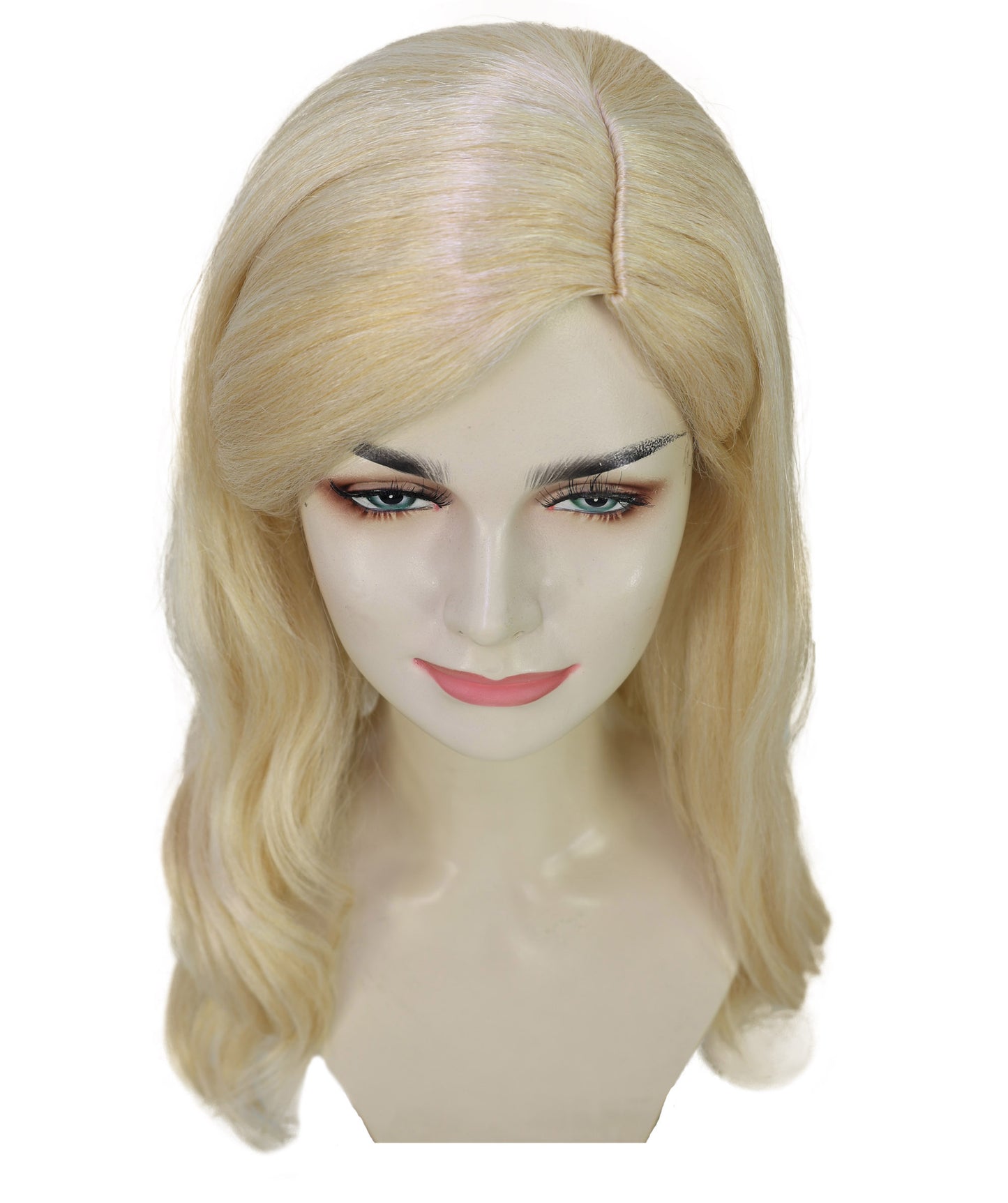Wigs2you H-7200 女性用 ブロンドロングウィッグ サイドパート パール風ヘアクリップ付き 21インチ 約53cm ナチュラル風 コスプレ パーティー 通気性キャップレスキャップ