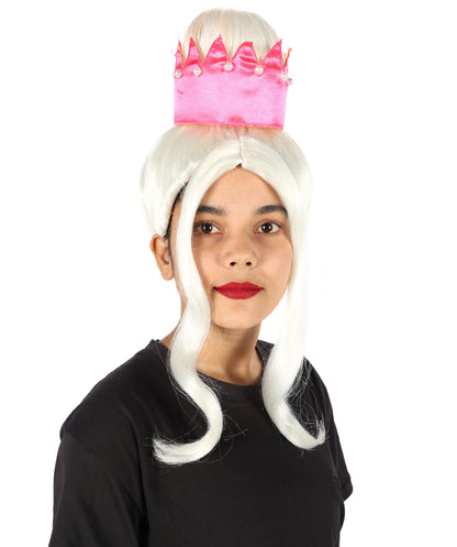 Wigs2you H-7201女性用 ホワイトロングストレートウィッグ ハイクラウンデザイン 17インチ 約43cm プリンセス風 コスプレ ハロウィン 仮装 通気性キャップレスキャップ