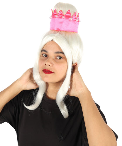 Wigs2you H-7201女性用 ホワイトロングストレートウィッグ ハイクラウンデザイン 17インチ 約43cm プリンセス風 コスプレ ハロウィン 仮装 通気性キャップレスキャップ