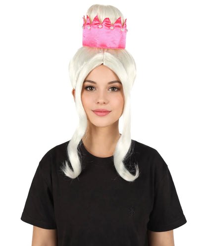 Wigs2you H-7201女性用 ホワイトロングストレートウィッグ ハイクラウンデザイン 17インチ 約43cm プリンセス風 コスプレ ハロウィン 仮装 通気性キャップレスキャップ