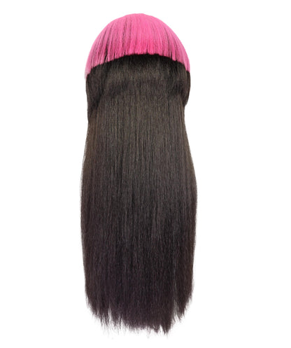 Wigs2you H-7203 女性用ダークブラウンとピンクの派手なパンキーボブウィッグ｜ツートンカラーのヘアピース｜ハロウィンに最適｜通気性の良いキャップレスキャップ