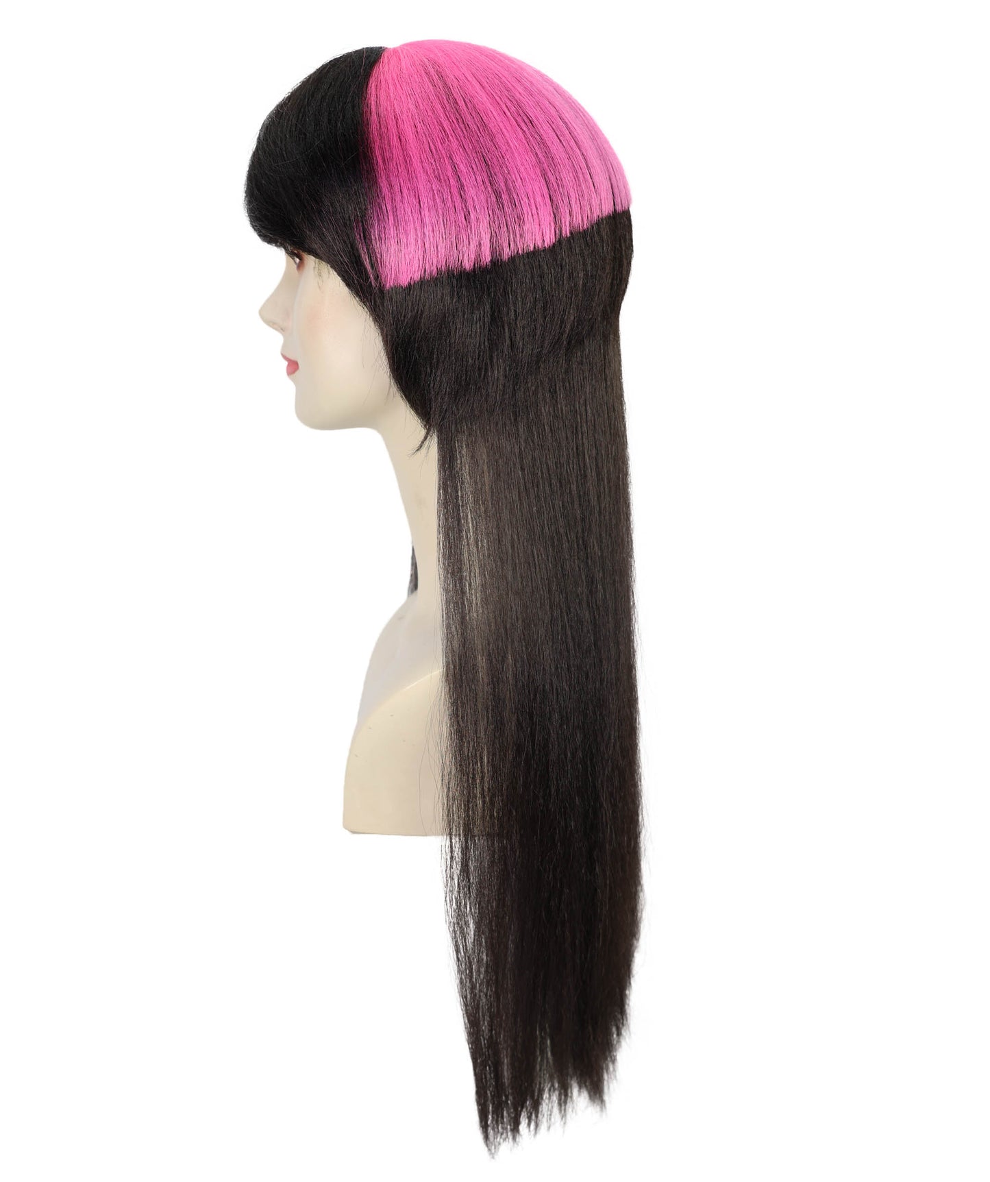 Wigs2you H-7203 女性用ダークブラウンとピンクの派手なパンキーボブウィッグ｜ツートンカラーのヘアピース｜ハロウィンに最適｜通気性の良いキャップレスキャップ