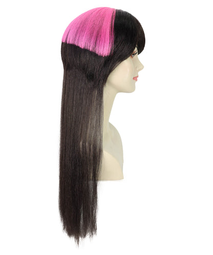 Wigs2you H-7203 女性用ダークブラウンとピンクの派手なパンキーボブウィッグ｜ツートンカラーのヘアピース｜ハロウィンに最適｜通気性の良いキャップレスキャップ
