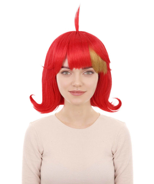 Wigs2you H-7206 女性用レッドボブウィッグ（カール前髪付き）｜カラフルなショートヘアピース｜ハロウィンパーティー、ステージパフォーマンス、テーマイベントに最適