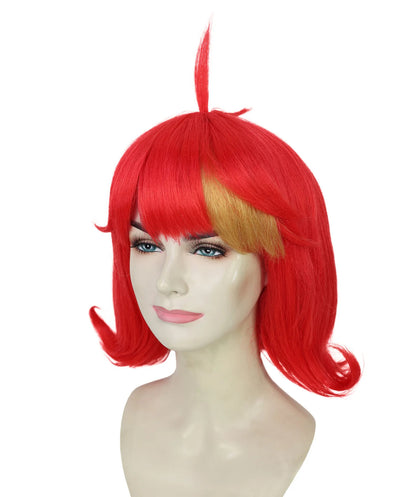 Wigs2you H-7206 女性用レッドボブウィッグ（カール前髪付き）｜カラフルなショートヘアピース｜ハロウィンパーティー、ステージパフォーマンス、テーマイベントに最適